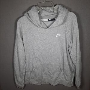 Nike Funnel Neck Hoodie Sweatshirt Kangaroo Pocket Gray Womens Size XL